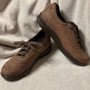 SAS Walk‎ Easy Comfort Walking Shoes Womens 8.5 S Brown Lace Up Casual